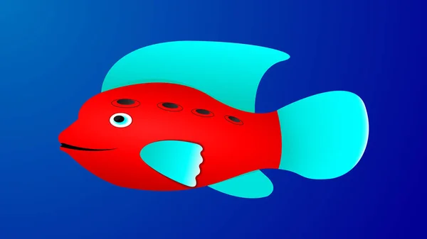Tropischer Fisch Charakter Auf Blauem Hintergrund Illustration Eines Aktienvektors — Stockvektor