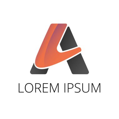 Basit vektör logo şablonu. Beyaz arka planda izole edilmiş renkli bir harf. Stok grafikleri