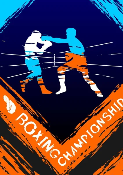 Векторні Ілюстрації Бокс Спортивний Фон Стилі Гранж Запрошення Буклет Флаєр — стоковий вектор