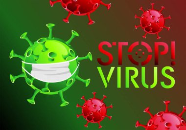 COVID 2019 ya da sadece bir virüs. Hastalığın yayılmasını önlemek ve bildirmek için Coronavirus bayrağı. Metin için alanı olan vektör. Ayrı bir katmanda arkaplan ve metin, metin bir tıklamayla değiştirilebilir.