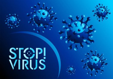 COVID 2019 ya da sadece bir virüs. Coronavirus pankartı hastalığın yayılması, semptomlar ve önlemler hakkında bilgi vermek ve uyarmak için. Metin için alanı olan vektör.