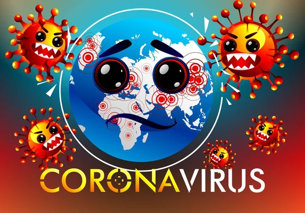 Emoticon Vetorial Com Uma Chamada Para Proteger Planeta Vírus Covid — Vetor de Stock