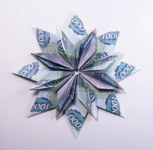 Money Origami snowflake — Stock Photo, Image
