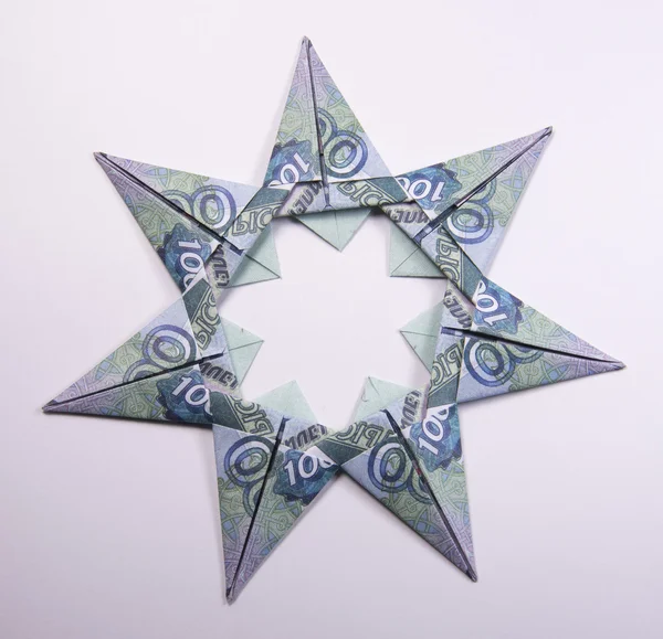 Money Origami snowflake — Stock Photo, Image