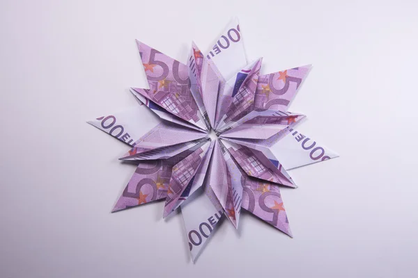 Peníze Origami vločka — Stock fotografie