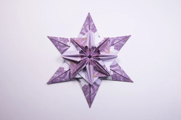 Geld Origami Schneeflocke — Stockfoto