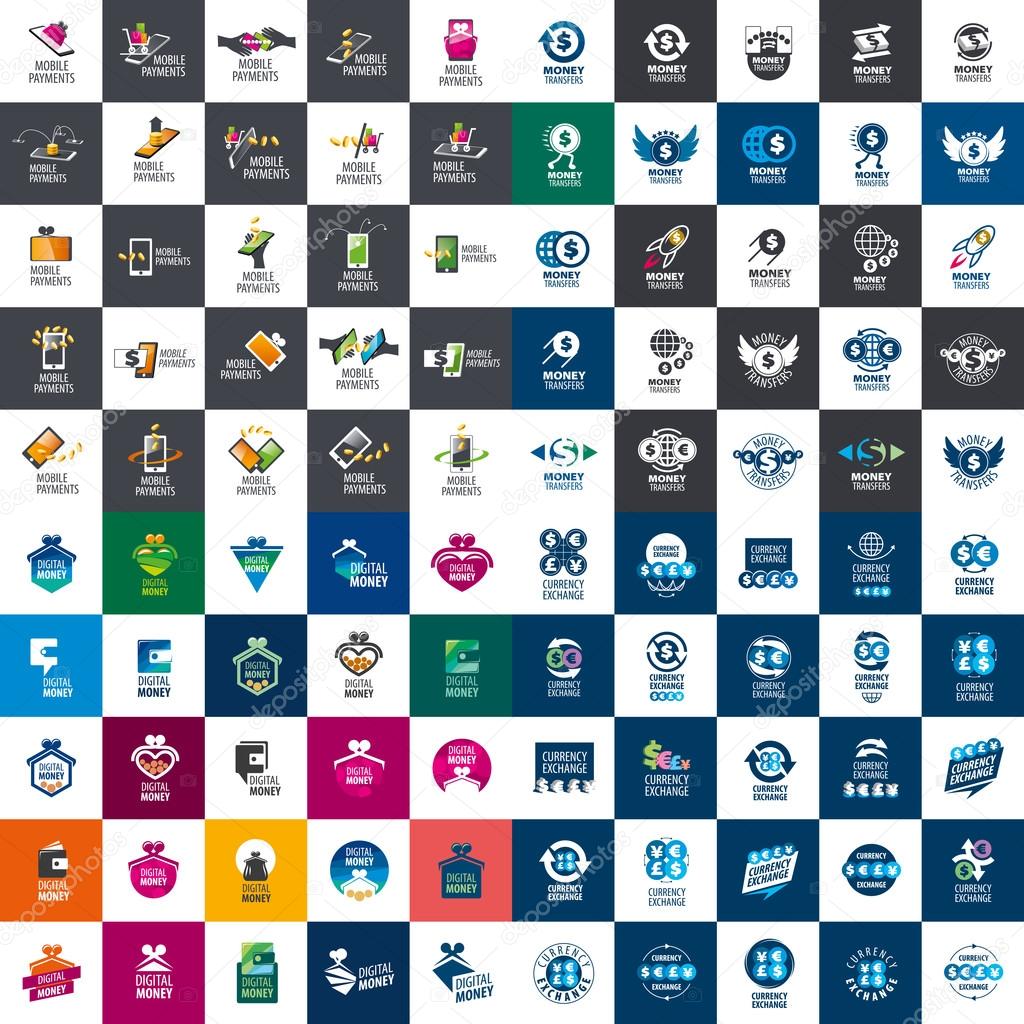 Large set of templates designs logo for payment. Vector illustration