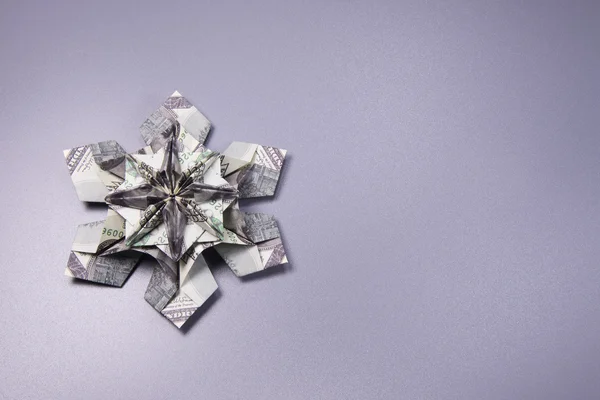 Dinheiro Origami floco de neve — Fotografia de Stock