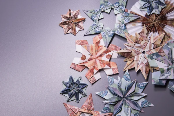 Dinheiro Origami floco de neve — Fotografia de Stock