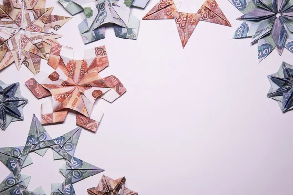 Geld Origami Schneeflocke — Stockfoto