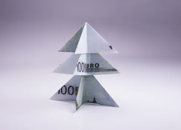 Money Origami Christmas tree — Stock Photo, Image