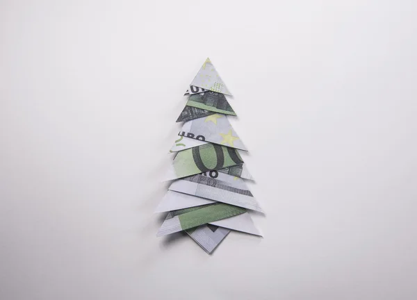 Dinheiro Origami árvore de Natal — Fotografia de Stock