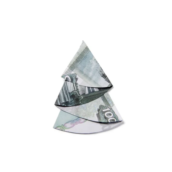Pieniądze Origami Choinka — Zdjęcie stockowe