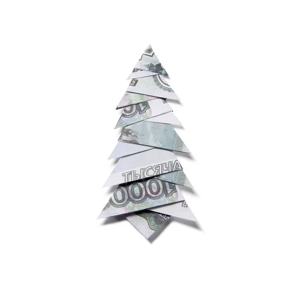 Dinheiro Origami árvore de Natal — Fotografia de Stock