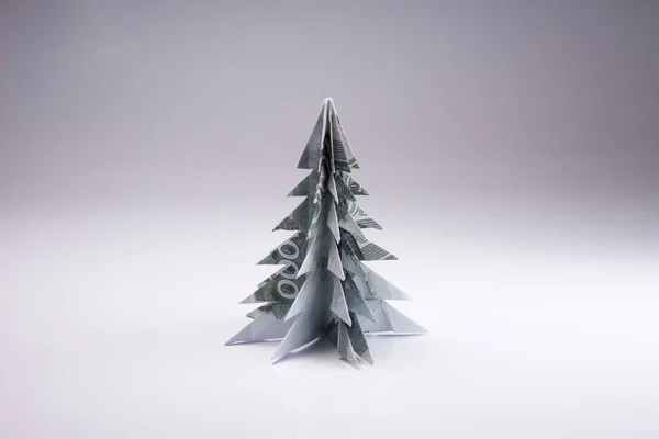 Geld Origami Weihnachtsbaum — Stockfoto