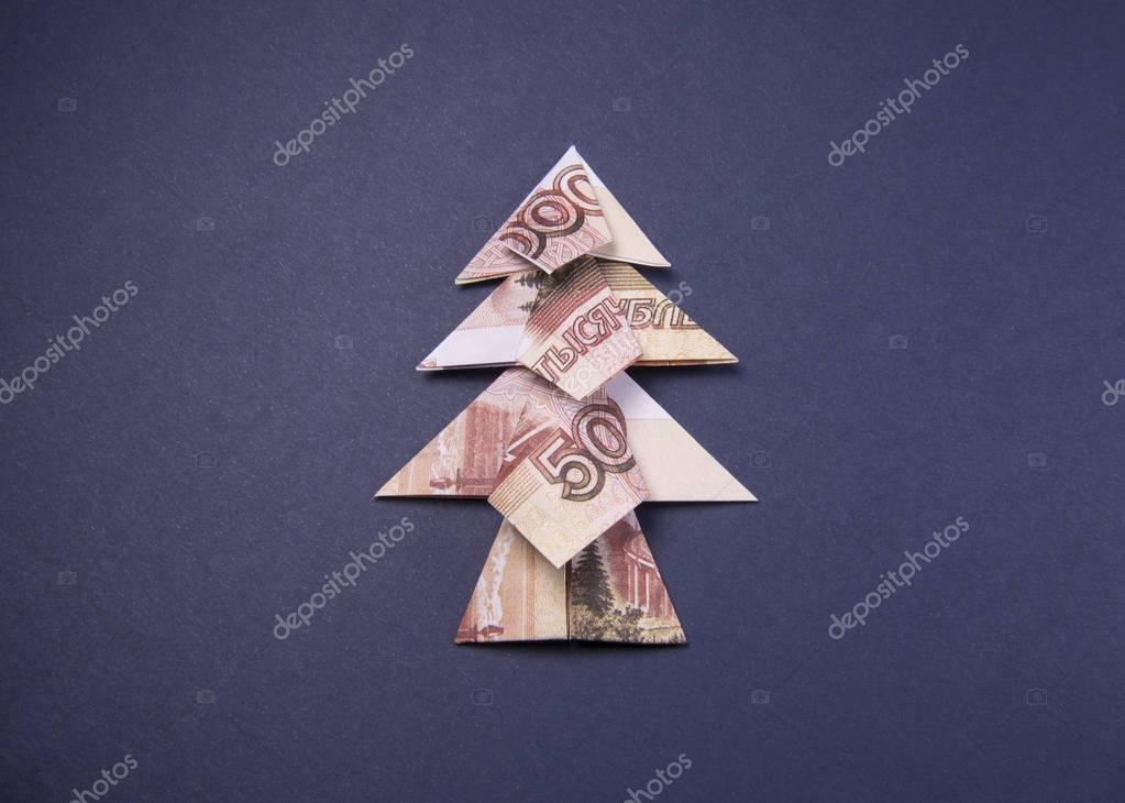 Money Origami Christmas Tree With Star Money Origami