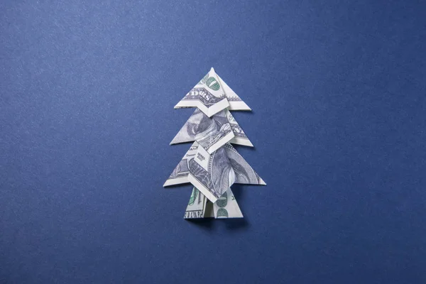 Dinheiro Origami árvore de Natal — Fotografia de Stock