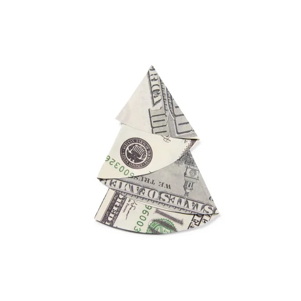 Para Origami Noel ağacı — Stok fotoğraf