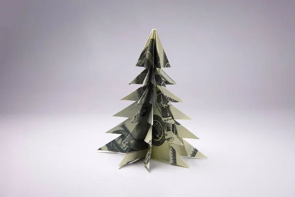 Geld Origami Weihnachtsbaum — Stockfoto