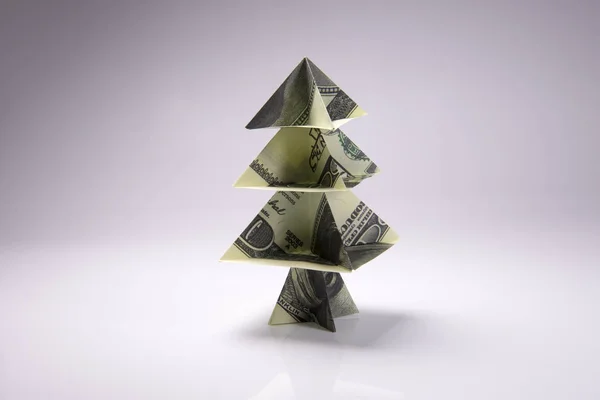 Money Origami Christmas tree — Stock Photo, Image