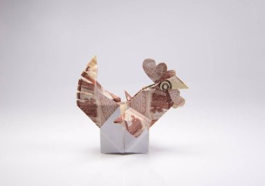 Origami bir horoz şeklinde