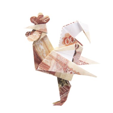 Origami bir horoz şeklinde