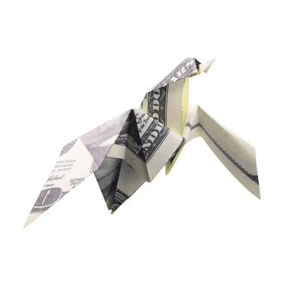 Орігамі птах з банкнот — стокове фото