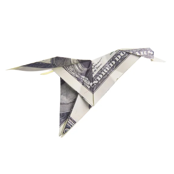 纸币折纸的鸟 — 图库照片