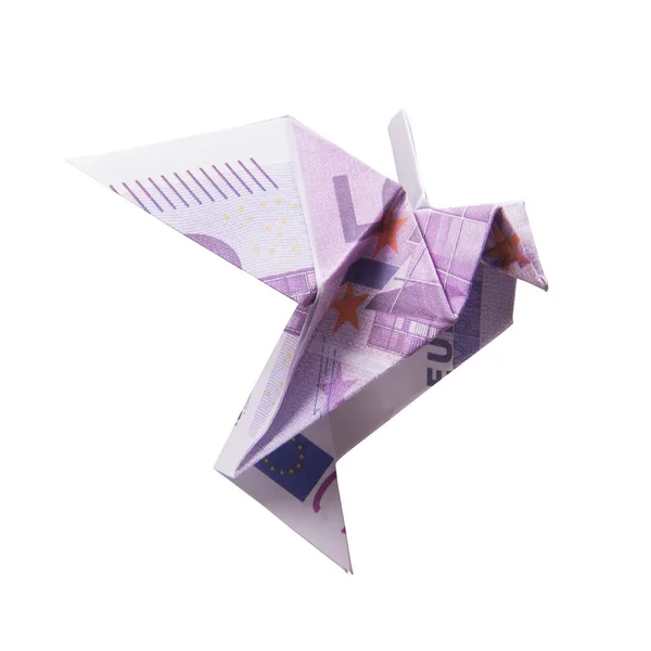 Origami Bird from banknotes — Stock Photo, Image