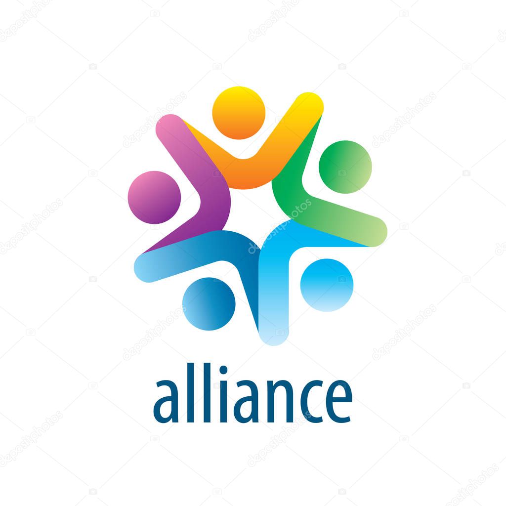 Abstract vector logo union of people in the form of star