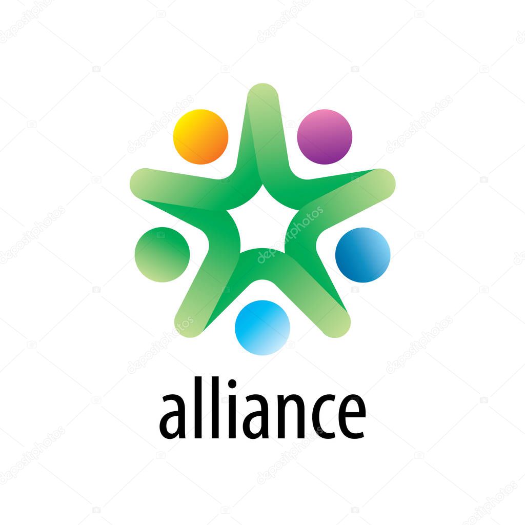 Abstract vector logo union of people in the form of star