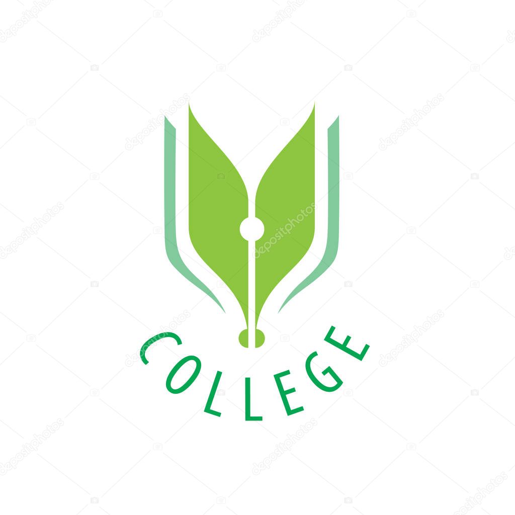 College logo design template. Vector illustration of icon