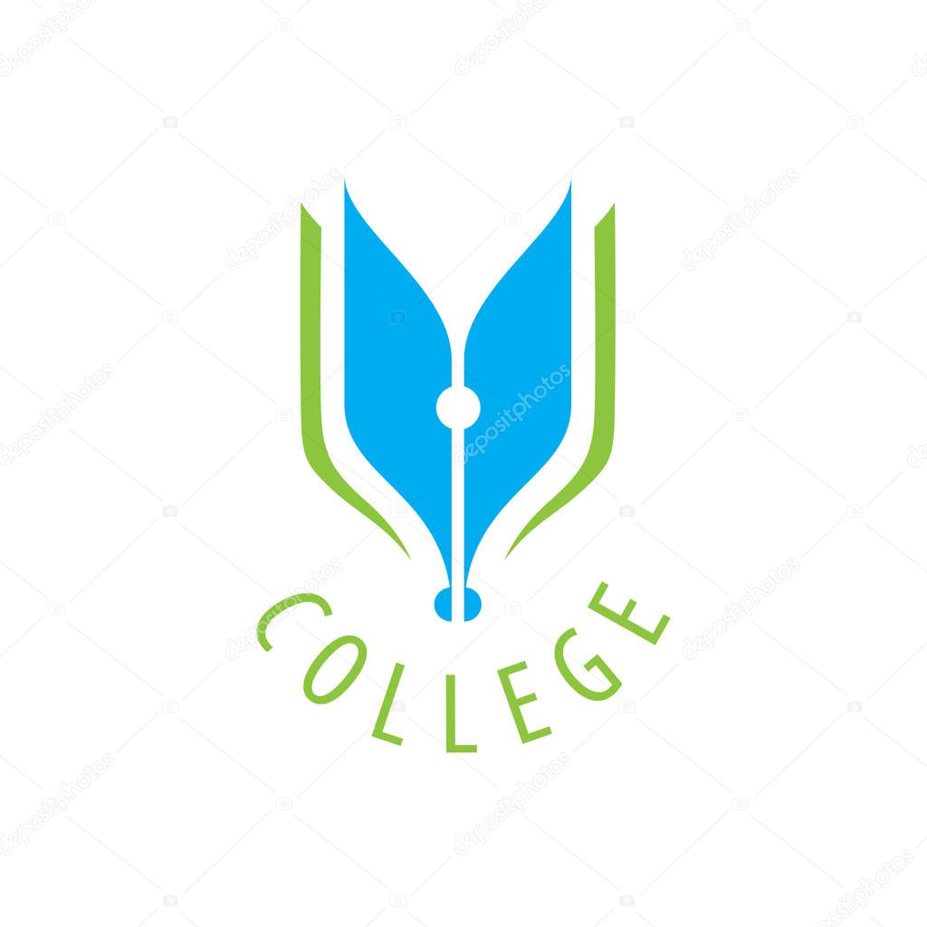 College logo design template. Vector illustration of icon
