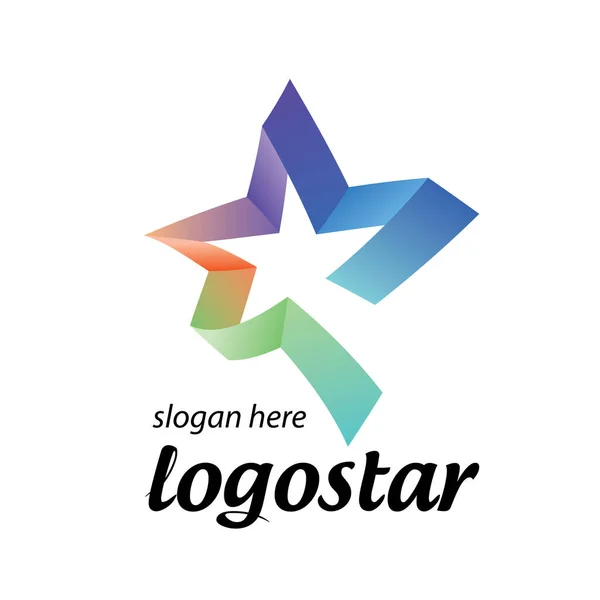 Renkli şerit yıldız logo — Stok Vektör