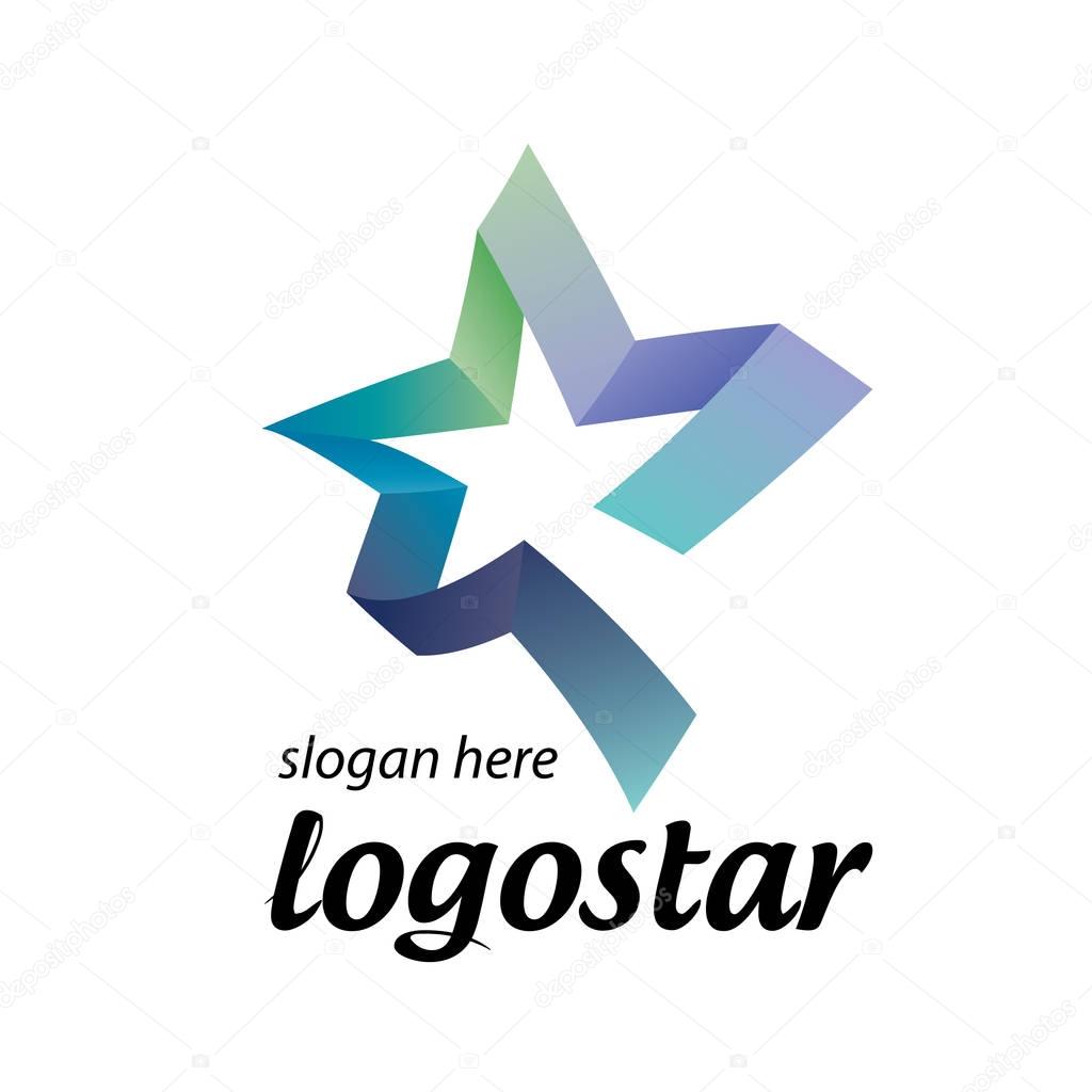 Star logo of colored ribbons. Vector illustration icon