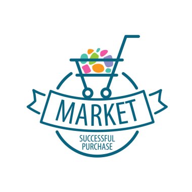 Yuvarlak vektör logo alışveriş sepeti
