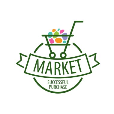 Yuvarlak vektör logo alışveriş sepeti