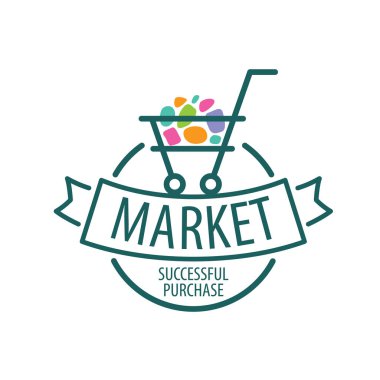 Yuvarlak vektör logo alışveriş sepeti