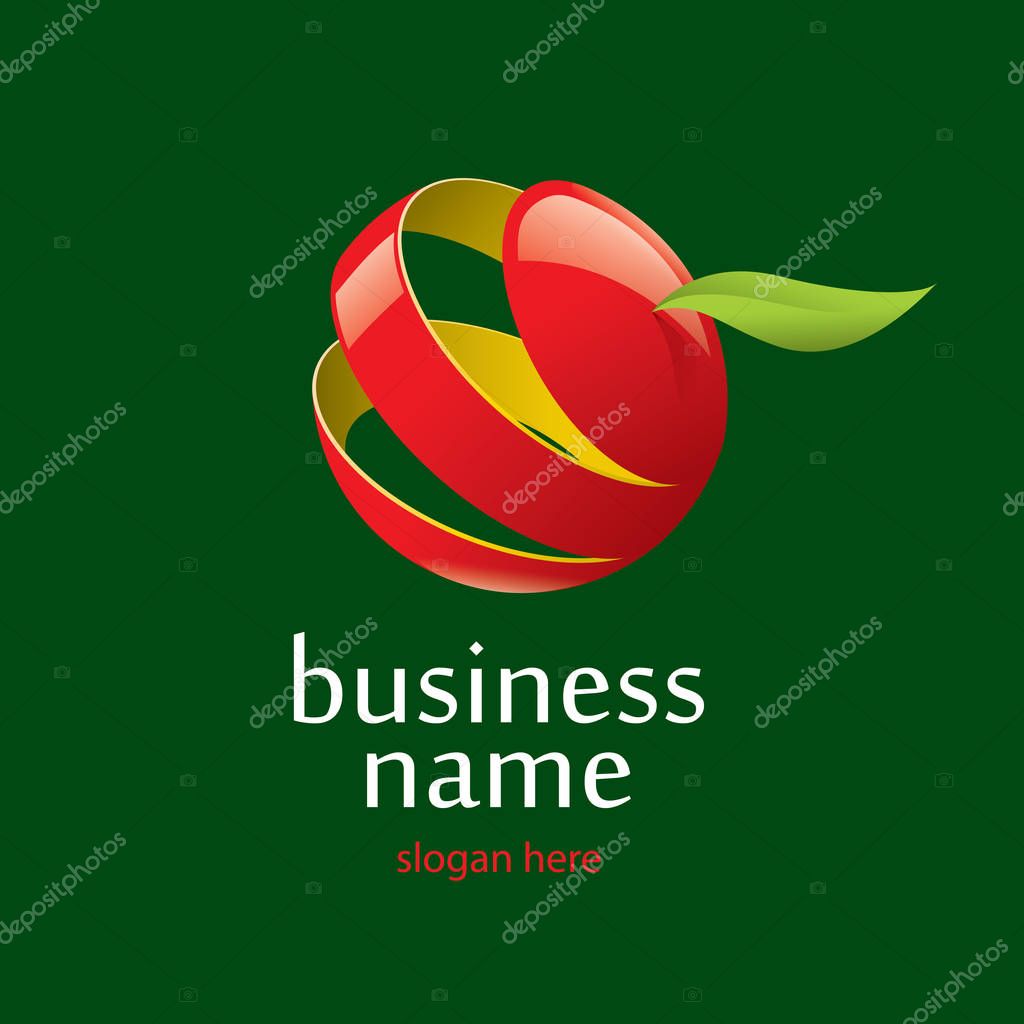 Template design logo apple. Vector illustration of icon