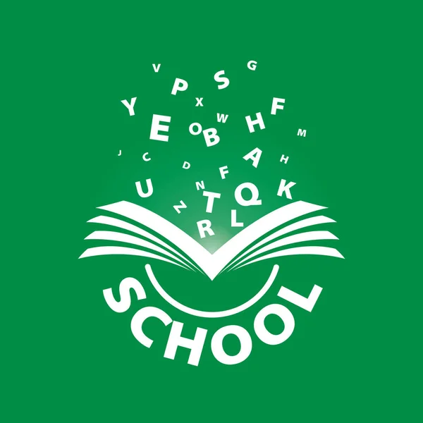 Logotipo do vetor do livro voando letras — Vetor de Stock