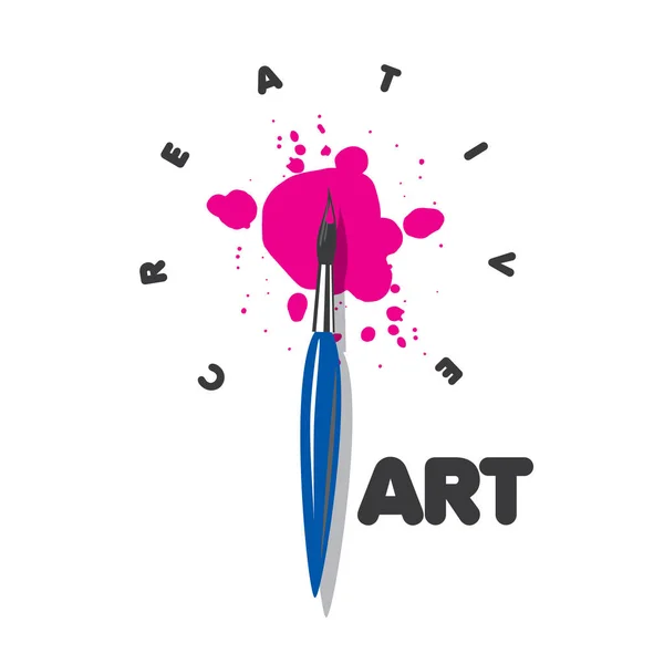 Vektor logo pensel och blotting av paint — Stock vektor