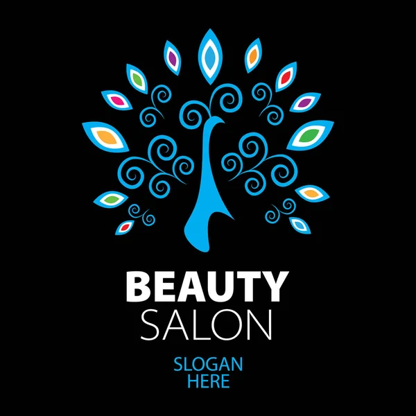Logotipo del pavo real para el salón de belleza — Archivo Imágenes Vectoriales