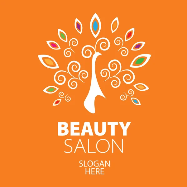 Logotipo del pavo real para el salón de belleza — Vector de stock