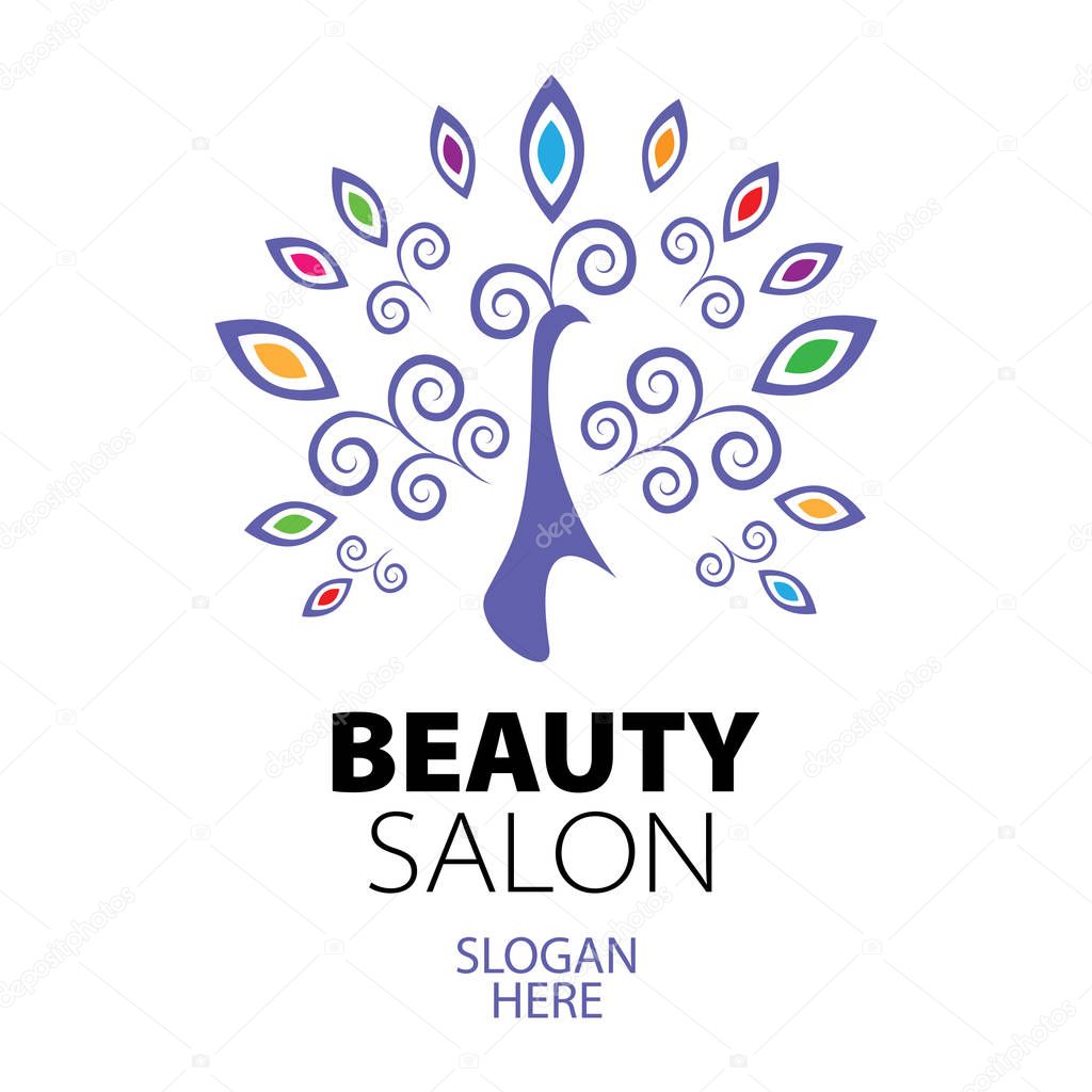 Template design logo peacock. Vector illustration of icon