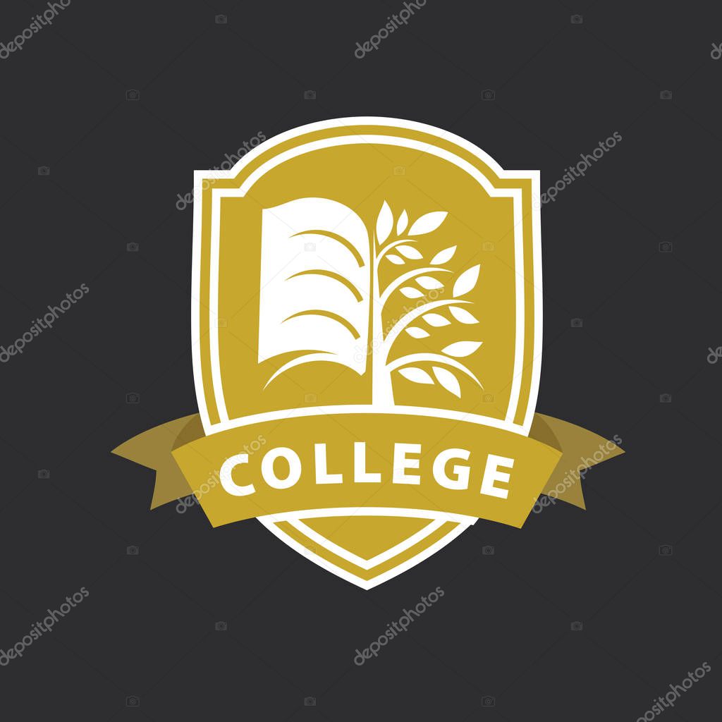 Vector logo tree and the book for college