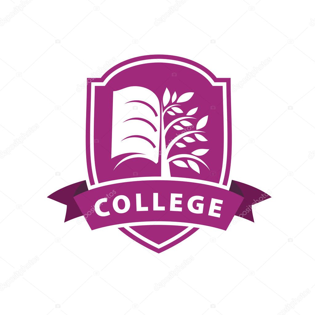 Vector logo tree and the book for college