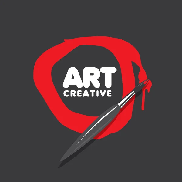 Logo vectoriel pinceau et taches de peinture — Image vectorielle