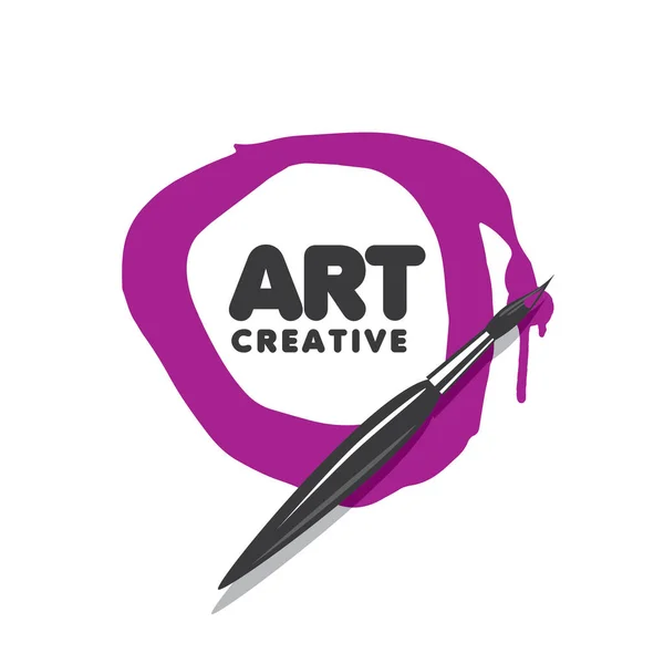 Logo vectoriel pinceau et taches de peinture — Image vectorielle