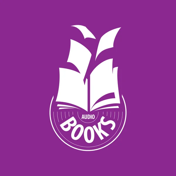 Vetor logotipo livros de áudio voar longe folhas — Vetor de Stock