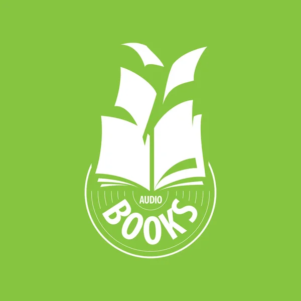 Διάνυσμα λογότυπο ακουστικά βιβλία πετούν μακριά φύλλα — Διανυσματικό Αρχείο